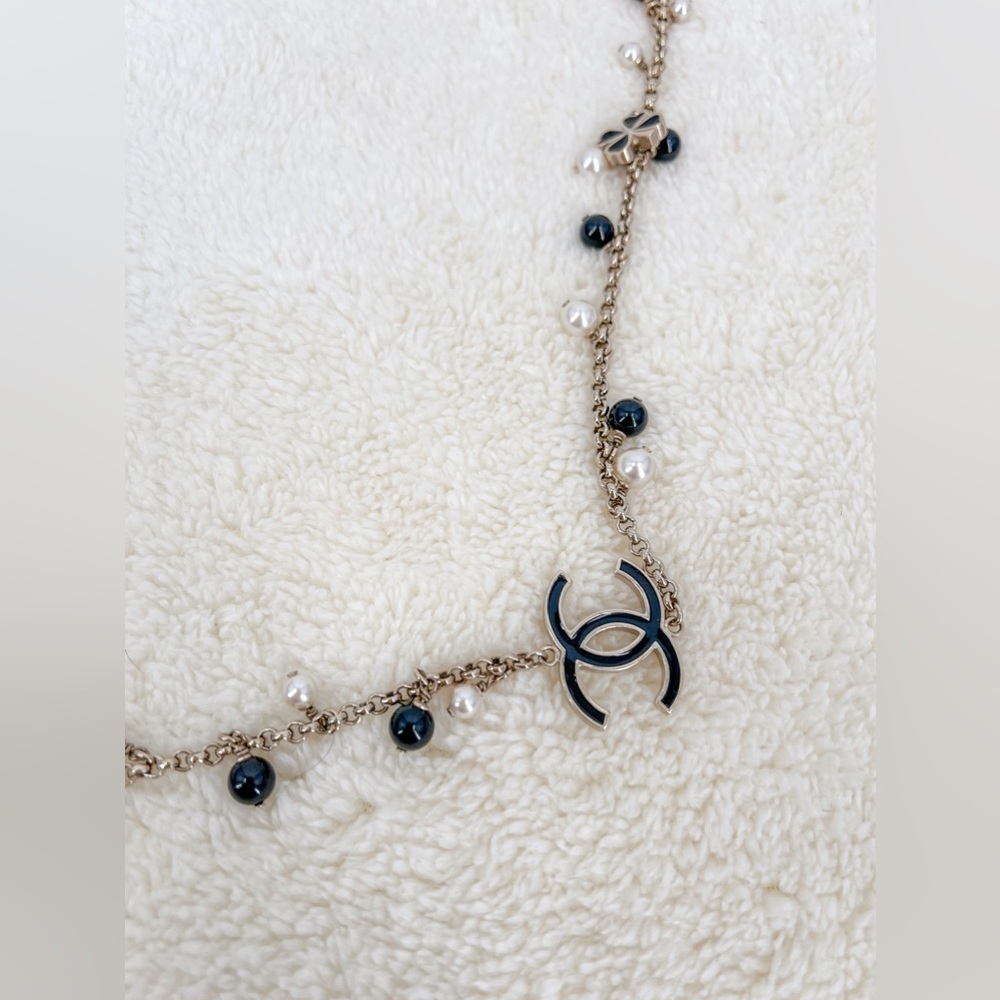 Authentic CHANEL Enamel, Faux Pearl & Resin 100th Anniversary Station Necklace - Picture 4 of 12